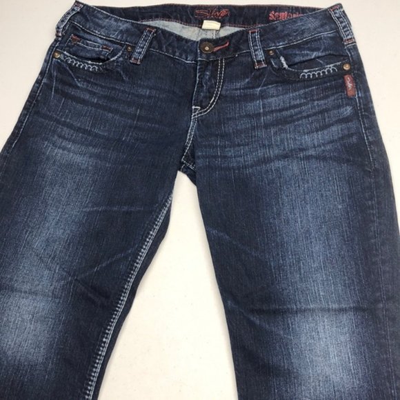 LIKE NEW VINTAGE SILVER SANTORINI CROP JEANS 31x26 ⭐️ - Picture 5 of 14